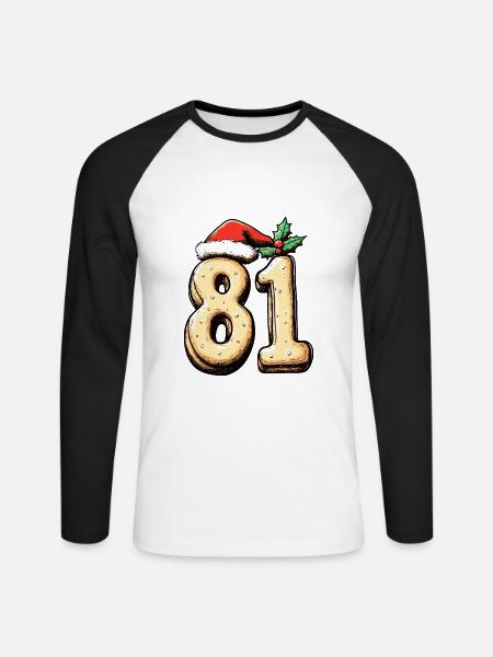 81 Number Christmas - Unisex Long Sleeve Baseball T-Shirt - white/black
