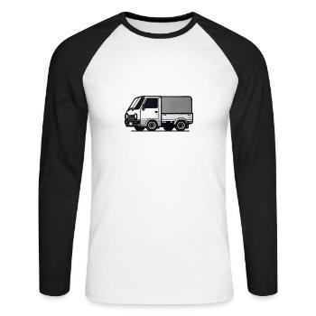 Voiture japonaise jSimple Kei Truck - T-shirt baseball manches longues Homme - blanc/noir - Devant - Nik (191cm)