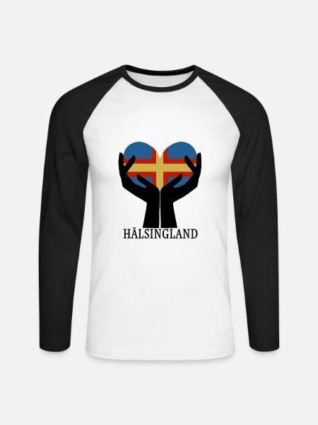 Herz HÄLSINGLAND - Unisex Baseballshirt langarm - Weiß/Schwarz