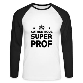 Authentique Super Prof - T-shirt baseball manches longues Homme - blanc/noir - Devant - Nik (191cm)