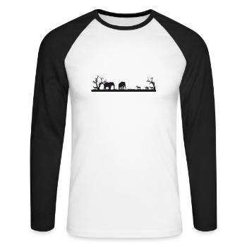 Afrique Éléphants en Savane - T-shirt baseball manches longues Homme - blanc/noir - Devant - Nik (191cm)