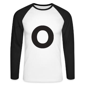 O - Unisex Baseballshirt langarm - Weiß/Schwarz - Vorne - Nik (191cm)