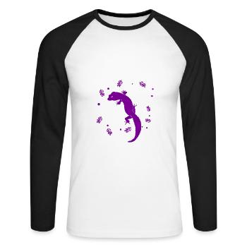 Salamander - Amphibian Animal - Unisex Long Sleeve Baseball T-Shirt - white/black - Front - Nik (191cm)