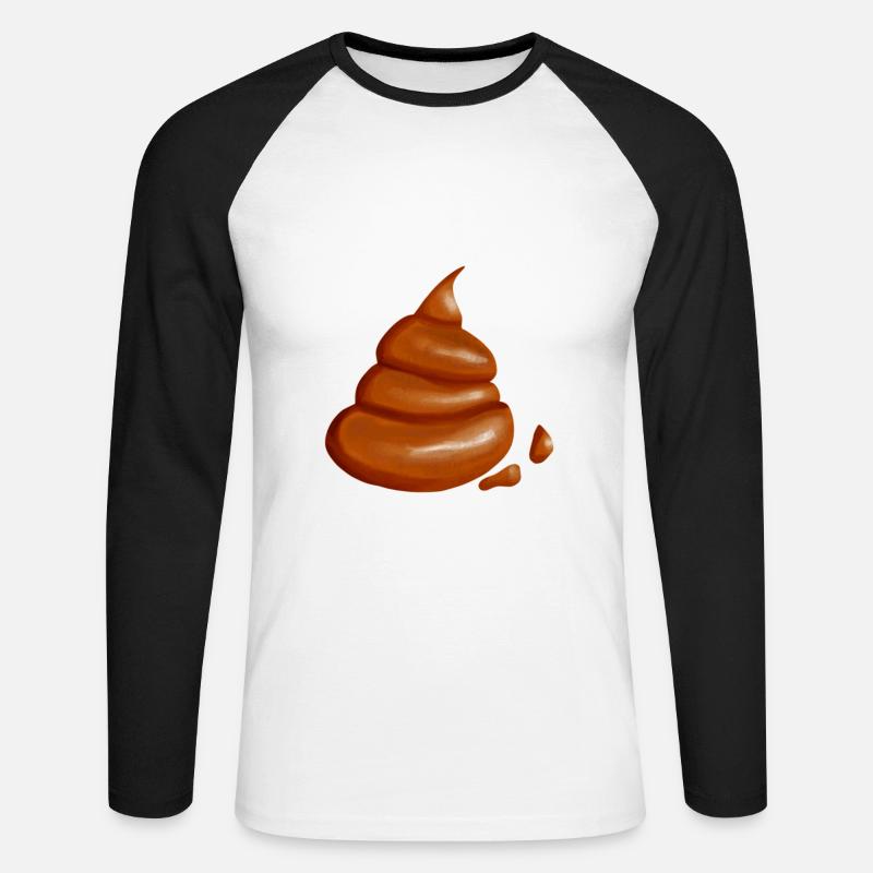 Merda e feci merda e sgabello - Maglia da baseball a manica lunga da uomo - bianco/nero