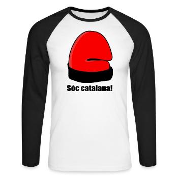 Catalan Soc - Unisex Baseballshirt langarm - Weiß/Schwarz - Vorne - Nik (191cm)
