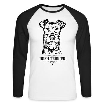 Irish Terrier Papa Chiens Chien Wilsigns - T-shirt baseball manches longues Homme - blanc/noir - Devant - Nik (191cm)