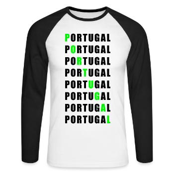 Portugal - Unisex Long Sleeve Baseball T-Shirt - white/black - Front - Nik (191cm)