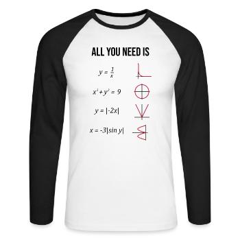 Mathe. Mathelehrer. Mathematiker. Geschenk - Unisex Long Sleeve Baseball T-Shirt - white/black - Front - Nik (191cm)