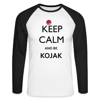 BE KOJAK - Unisex Baseballshirt langarm - Weiß/Schwarz - Vorne - Nik (191cm)