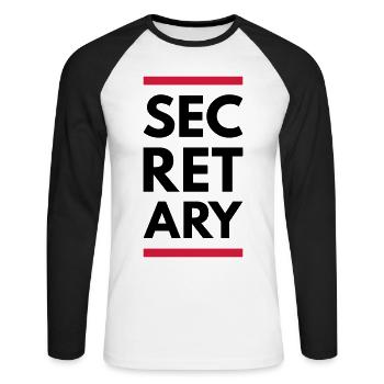 Secretary (Lines) - Unisex Long Sleeve Baseball T-Shirt - white/black - Front - Nik (191cm)