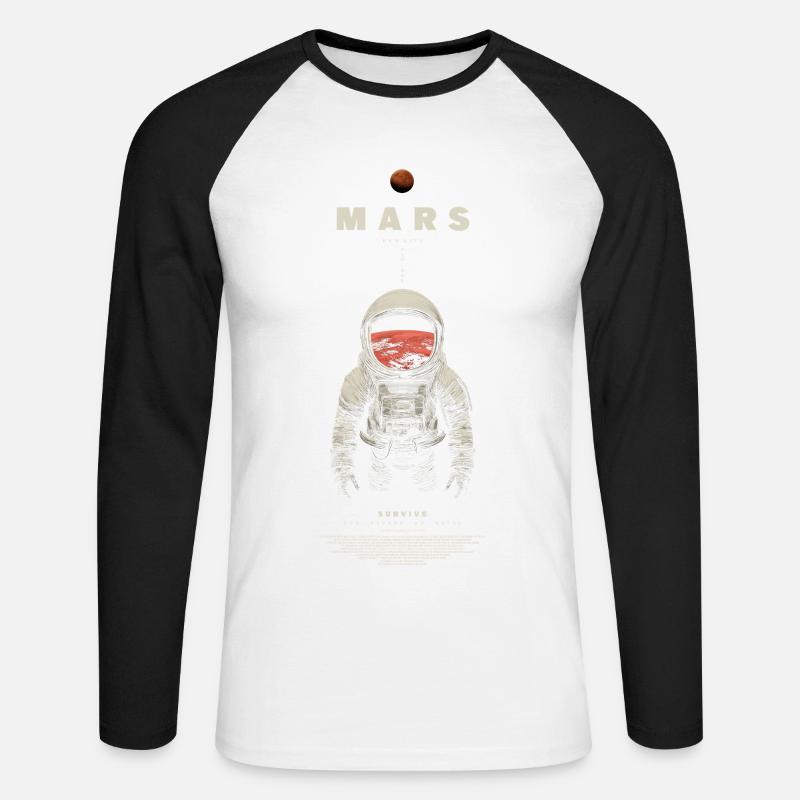 Mars Exploration - Unisex Baseballshirt langarm - Weiß/Schwarz