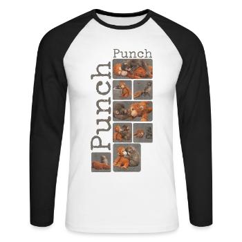 Cute Baby Monkey Gives Fist Punch Monkey Punch - Unisex Long Sleeve Baseball T-Shirt - white/black - Front - Nik (191cm)