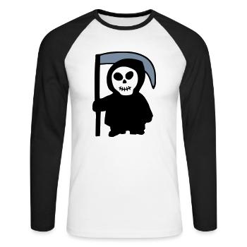 Tod - Unisex Baseballshirt langarm - Weiß/Schwarz - Vorne - Nik (191cm)