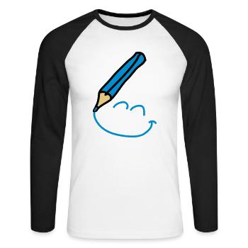 doodle_smiley_3c - T-shirt baseball manches longues Homme - blanc/noir - Devant - Nik (191cm)