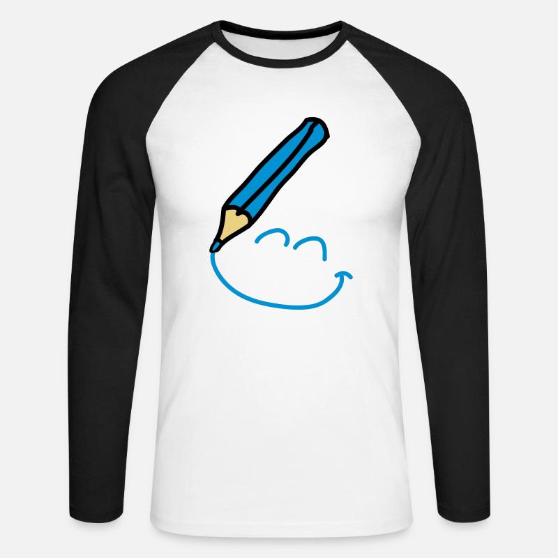 doodle_smiley_3c - Unisex Baseballshirt langarm - Weiß/Schwarz