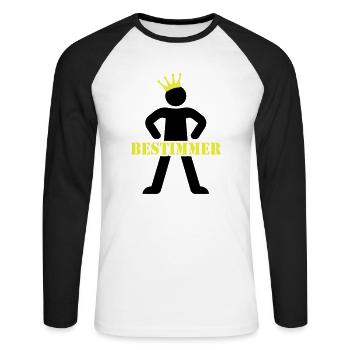 Bestimmer_2C - Unisex Baseballshirt langarm - Weiß/Schwarz - Vorne - Nik (191cm)