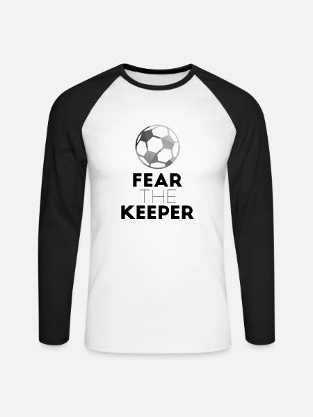 Fußball: Fear the Keeper! - Unisex Baseballshirt langarm - Weiß/Schwarz