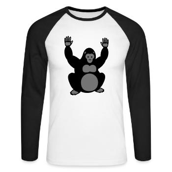 Gorilla Hände hoch 2 - Unisex Baseballshirt langarm - Weiß/Schwarz - Vorne - Nik (191cm)
