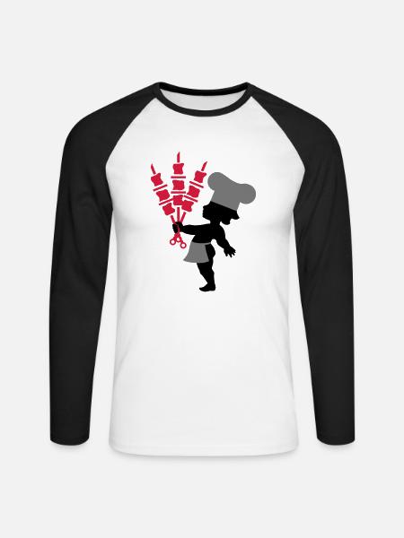 Cupido Koch Shashlik - Unisex Baseballshirt langarm - Weiß/Schwarz