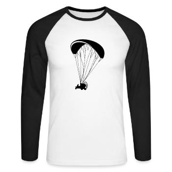 Motorschirm Trike - Unisex Baseballshirt langarm - Weiß/Schwarz - Vorne - Nik (191cm)