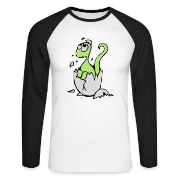Baby Dinosaur - Unisex Long Sleeve Baseball T-Shirt - white/black - Front - Nik (191cm)