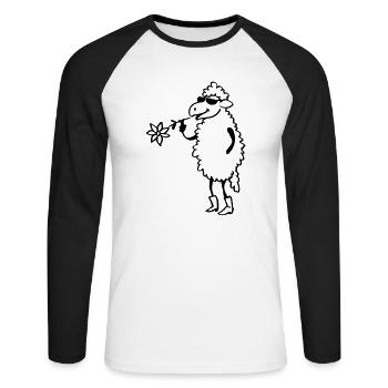 Cool sheep - Unisex Long Sleeve Baseball T-Shirt - white/black - Front - Nik (191cm)