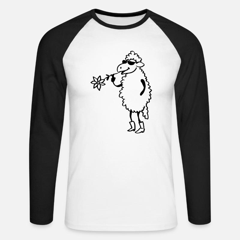Cooles Schaf - Unisex Baseballshirt langarm - Weiß/Schwarz