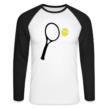 tennis_ball et raquette - T-shirt baseball manches longues Homme - blanc/noir - Devant - Nik (191cm)