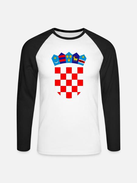 Kroatien Wappen croatia Land Geschenkidee - Unisex Baseballshirt langarm - Weiß/Schwarz