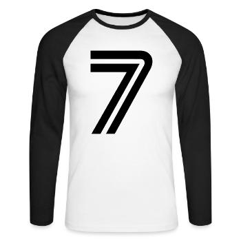 Rückennummer 7 - Unisex Long Sleeve Baseball T-Shirt - white/black - Front - Nik (191cm)