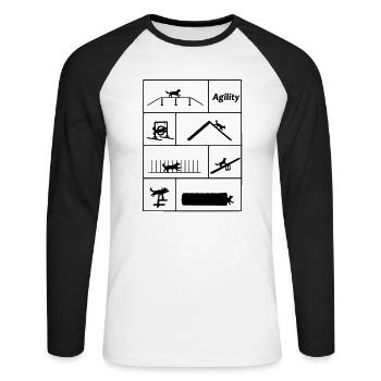 Agility Stationen Vektor - Unisex Baseballshirt langarm - Weiß/Schwarz - Vorne - Nik (191cm)