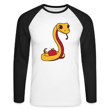 teufel boese suende apfel eva adam mensch gott ver - Unisex Baseballshirt langarm - Weiß/Schwarz - Vorne - Nik (191cm)
