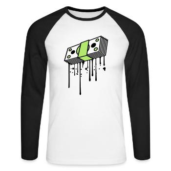 déposer des billets de graffiti buendel dollar gettin - T-shirt baseball manches longues Homme - blanc/noir - Devant - Nik (191cm)
