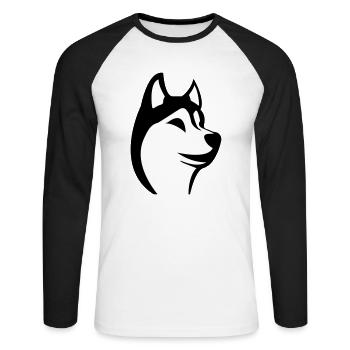 Husky - Unisex Baseballshirt langarm - Weiß/Schwarz - Vorne - Nik (191cm)