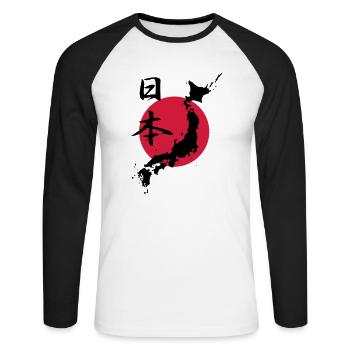 Japan 1 - Unisex Long Sleeve Baseball T-Shirt - white/black - Front - Nik (191cm)