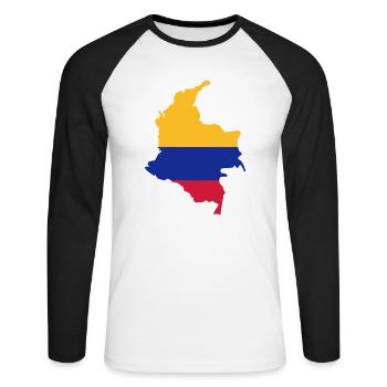 Colombia - V3 - Unisex Long Sleeve Baseball T-Shirt - white/black - Front - Nik (191cm)