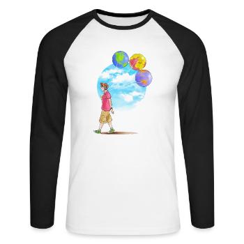 Ballons enfants et astronomie - T-shirt baseball manches longues Homme - blanc/noir - Devant - Nik (191cm)