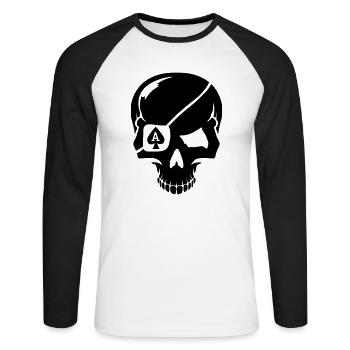 Poker - Unisex Baseballshirt langarm - Weiß/Schwarz - Vorne - Nik (191cm)