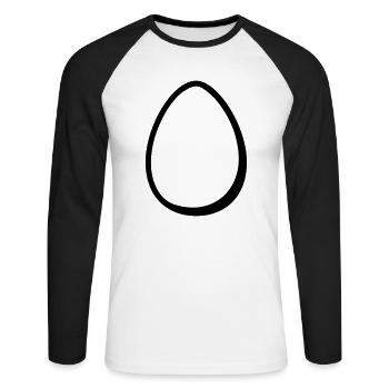 Ei - Unisex Baseballshirt langarm - Weiß/Schwarz - Vorne - Nik (191cm)