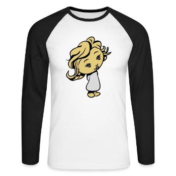 Kind kleines Mädchen - Unisex Baseballshirt langarm - Weiß/Schwarz - Vorne - Nik (191cm)