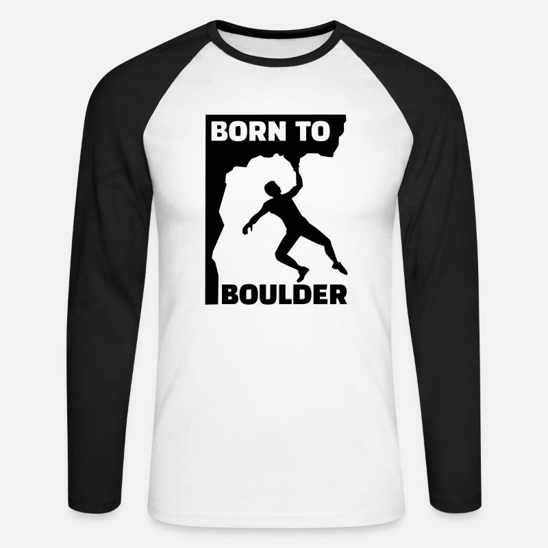 Bouldern - Unisex Baseballshirt langarm - Weiß/Schwarz