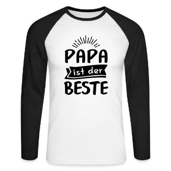 Papa Ist Der Beste - Vatertag Geschenk - Unisex Baseballshirt langarm - Weiß/Schwarz - Vorne - Nik (191cm)
