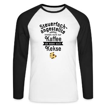 Steuerfachangestellte Trinken Nicht Nur Kaffee... - Unisex Baseballshirt langarm - Weiß/Schwarz - Vorne - Nik (191cm)
