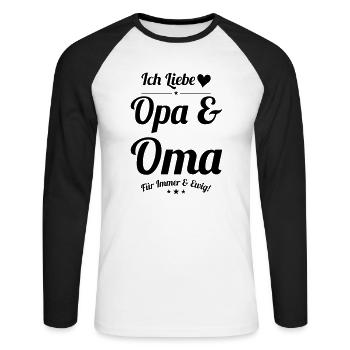 ich liebe oma und opa - Unisex Baseballshirt langarm - Weiß/Schwarz - Vorne - Nik (191cm)