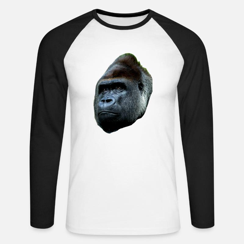 Gorilla cool simple - Unisex Baseballshirt langarm - Weiß/Schwarz