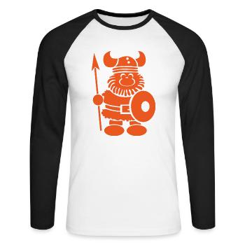 Wikinger Geschenk Spruch Dänemark Nord - Unisex Baseballshirt langarm - Weiß/Schwarz - Vorne - Nik (191cm)