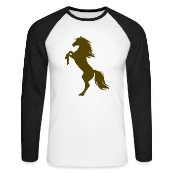 Pferd - Unisex Baseballshirt langarm - Weiß/Schwarz - Vorne - Nik (191cm)