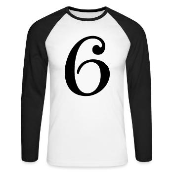 6 - Unisex Long Sleeve Baseball T-Shirt - white/black - Front - Nik (191cm)
