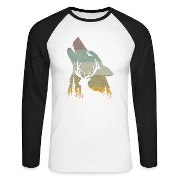 Wolf - Unisex Long Sleeve Baseball T-Shirt - white/black - Front - Nik (191cm)