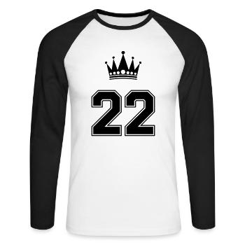 22 couronnes - T-shirt baseball manches longues Homme - blanc/noir - Devant - Nik (191cm)